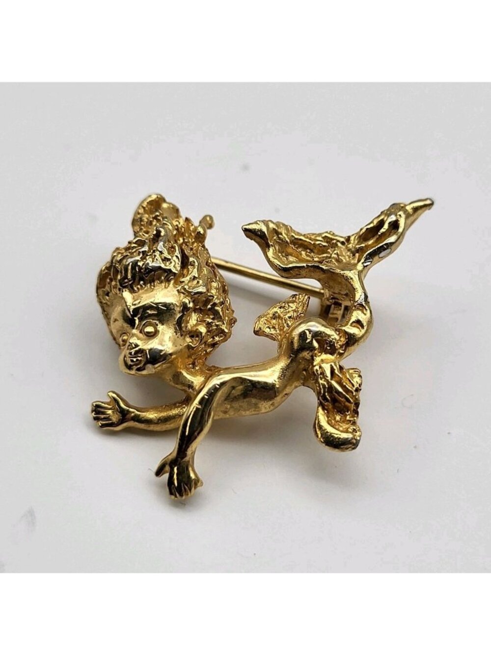 Vintage Whimsical Figural Cyvra Brooch pin mermaid Water Spirit Pixie Child